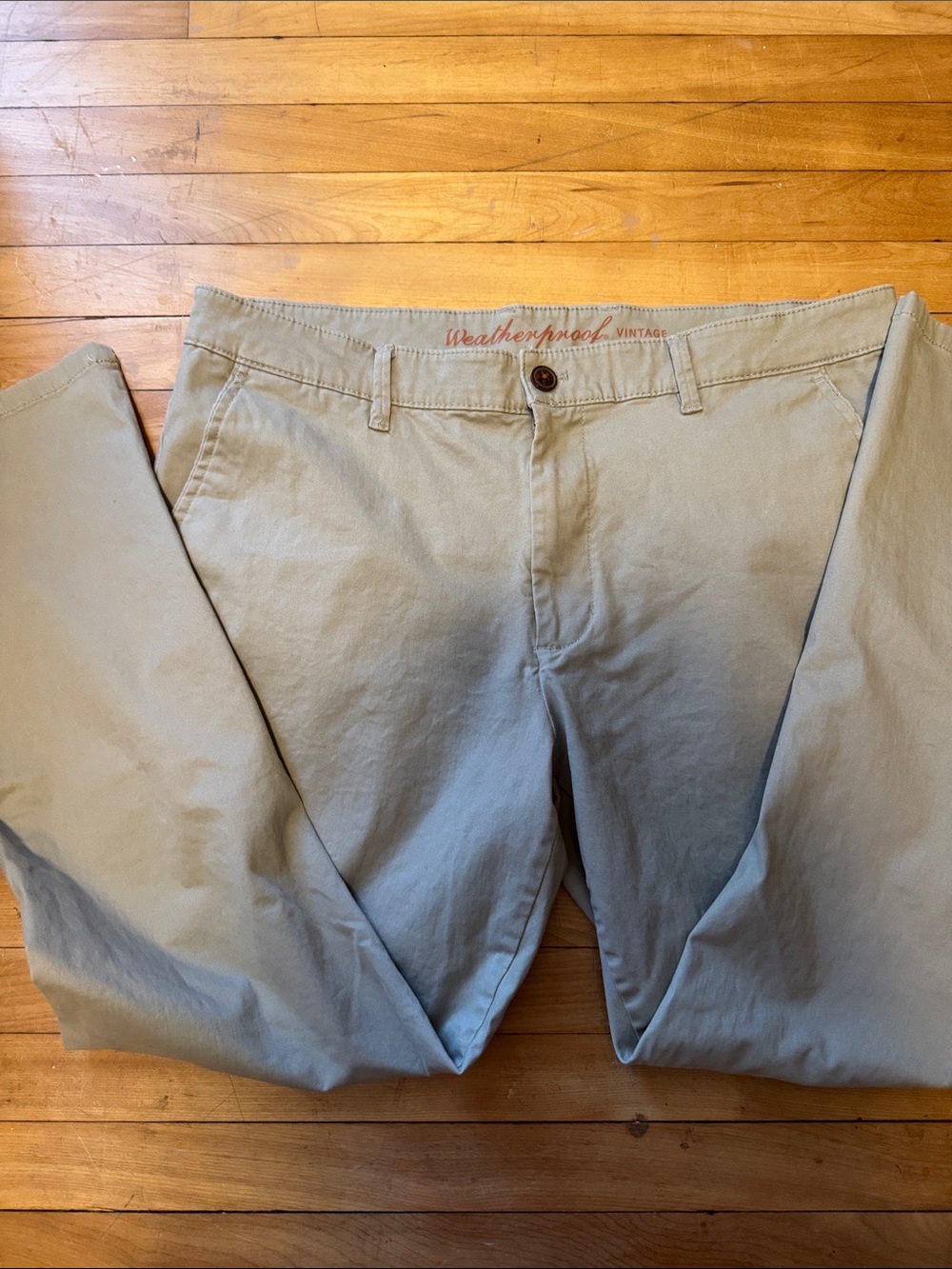 Weatherproof Men's Khaki Cotton Chino Pants Size 36x30 GUC Tan